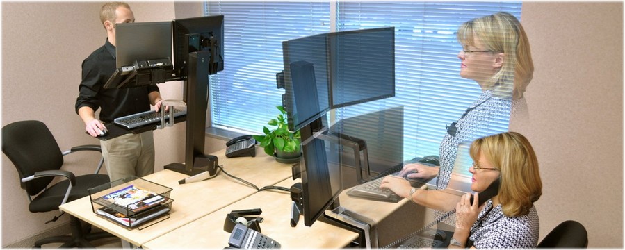 Ergotron 33-341-200 WorkFit-S Adjustable Standing Desk Mount Computer Workstation
